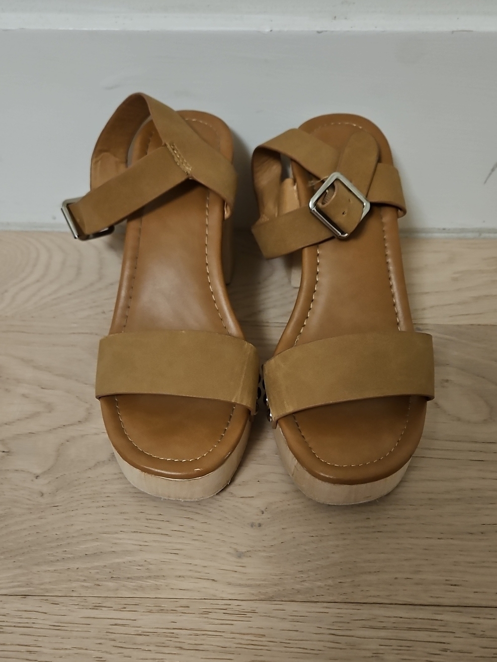 Forever 21 Tan Platform Buckle Sandals
